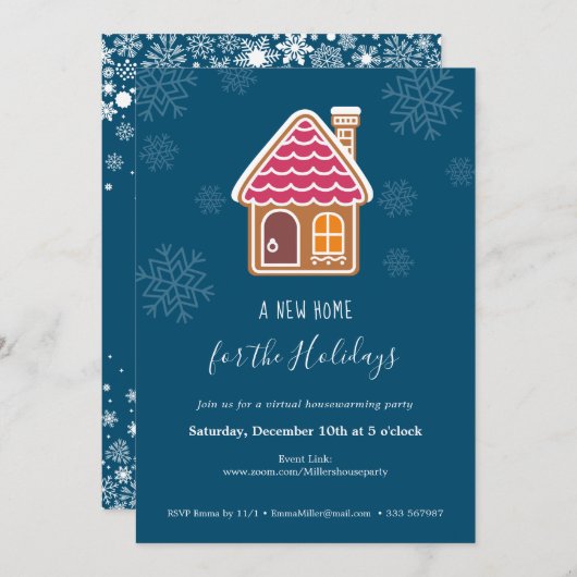 Neue Zuhause für den Virtual Housewarming Par Einladung (Vorne/Hinten)