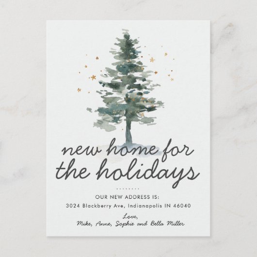 Neue Zuhause für die Feiertage-Ankündigung Einladungspostkarte (Vorderseite)