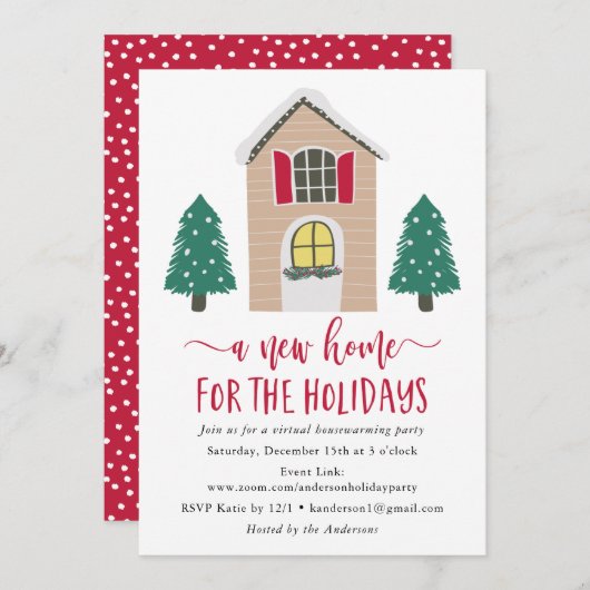 Neue Zuhause für die virtuelle Housewarming-Zeit Einladung (Vorne/Hinten)
