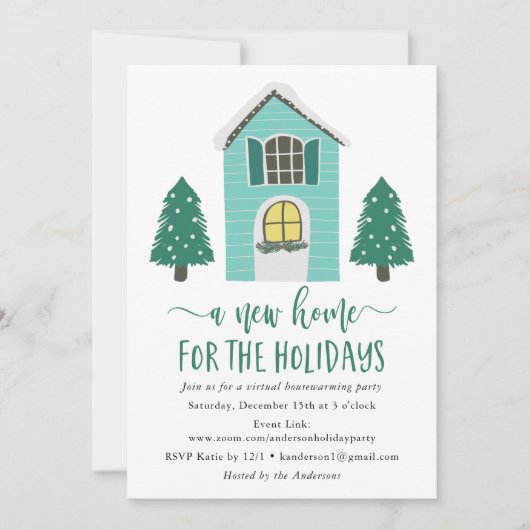 Neue Zuhause für die virtuelle Housewarming-Zeit Einladung (Vorderseite)