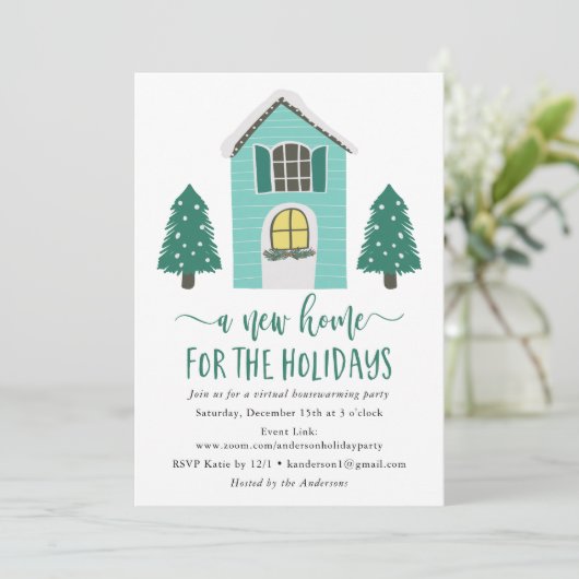 Neue Zuhause für die virtuelle Housewarming-Zeit Einladung (Stehend Vorderseite)