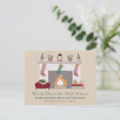 Neue Zuhause für Feiertage | Feuerplatz und Strump Postkarte (Stehend Vorderseite)