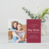 Neue Zuhause für Feiertage Foto Rot Moving Ankündigung (Stehend Vorderseite)