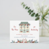 Neue Zuhause für Ferienhäuser Rot in Bewegung Ankündigungspostkarte (Stehend Vorderseite)