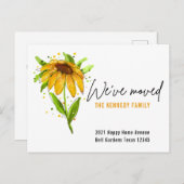 Neue Zuhause-Gelbe Wasserfarbenflora Wir haben uns Ankündigungspostkarte (Vorne/Hinten)