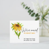 Neue Zuhause-Gelbe Wasserfarbenflora Wir haben uns Ankündigungspostkarte (Stehend Vorderseite)