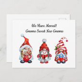 Neue Zuhause Gnome Sweet Gnome Red Ankündigungspostkarte (Vorne/Hinten)