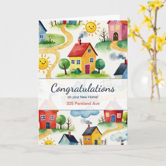 Neue Zuhause-Gratulationen Muster benutzerdefinier Karte (Gelbe Blume)