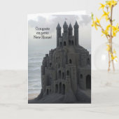 Neue Zuhause Gratulationen Sandcastle Art Beach Karte (Gelbe Blume)