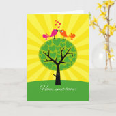 Neue Zuhause Gratulationen - Zwei Vögel auf einem  Karte (Gelbe Blume)