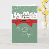 Neue Zuhause gratuliert Winter Light Green Red Karte (Gelbe Blume)