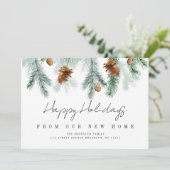 Neue Zuhause-Grün-Bewegungs-Ankündigungskarte Feiertagskarte (Stehend Vorderseite)