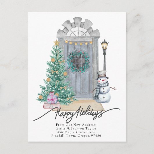 Neue Zuhause - Happy Holidays Weihnachtsanfang Ankündigungspostkarte (Vorderseite)