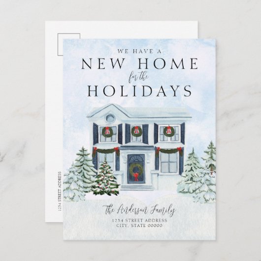 Neue Zuhause Holiday Moving Ankündigungspostkarte (Vorne/Hinten)