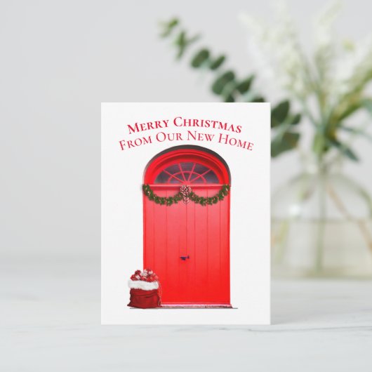 Neue Zuhause Holiday Red Doors Vorlage Postkarte (Stehend Vorderseite)