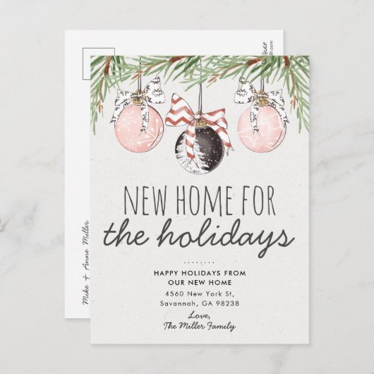 Neue Zuhause Holidays Ornament Moving Ankündigung (Vorne/Hinten)