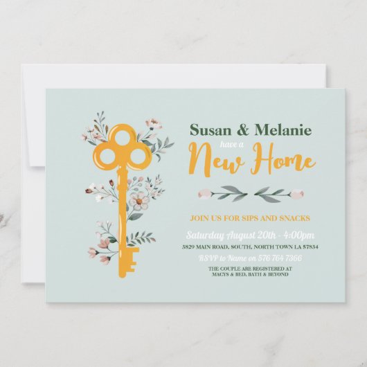 Neue Zuhause House Wichtige Floralminze Einladung (Vorderseite)