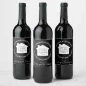 Neue Zuhause Housewarming Party Schwarz und Weiß b Weinetikett (Flaschen)