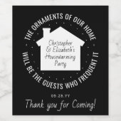 Neue Zuhause Housewarming Party Schwarz und Weiß b Weinetikett (Einzelnes Label)