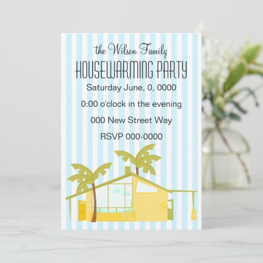 Neue Zuhause in den Palmen Einladung (Stehend Vorderseite)