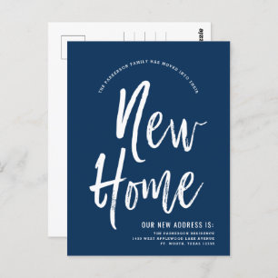 Neue Zuhause   Minimal Navy Blue   Neue Adresse Postkarte