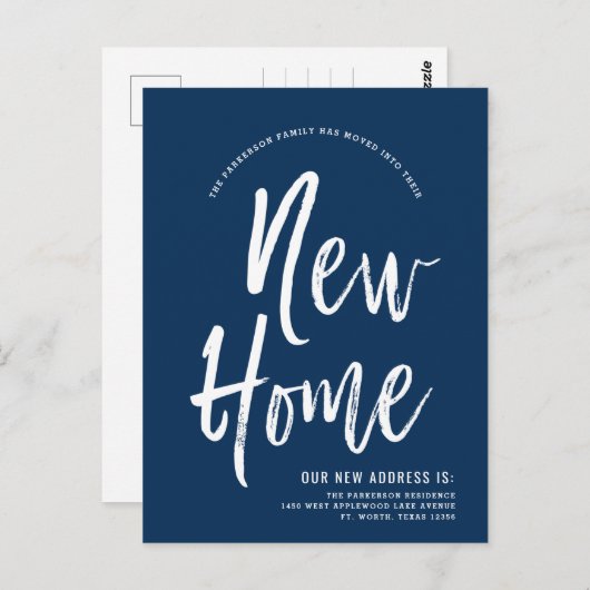 Neue Zuhause | Minimal Navy Blue | Neue Adresse Postkarte (Vorne/Hinten)