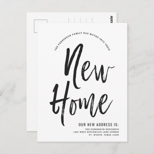 Neue Zuhause | Minimale neue Adresse für Skriptsti Postkarte (Vorne/Hinten)