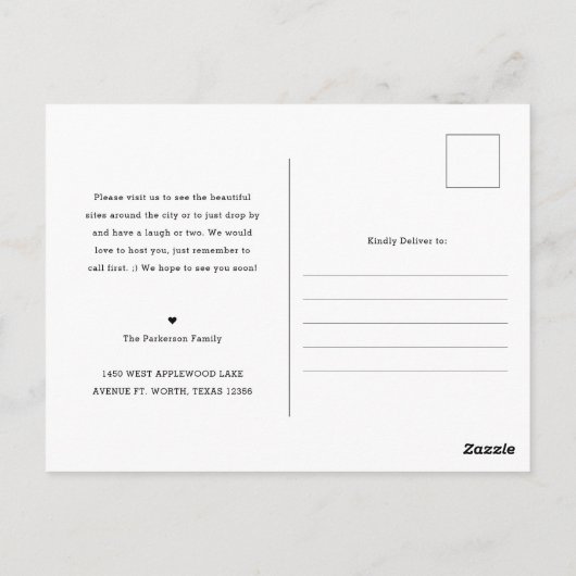 Neue Zuhause | Minimale neue Adresse für Skriptsti Postkarte (Rückseite)