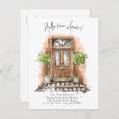 Neue Zuhause - Moderne neue Adressenwasserfarbe Ankündigungspostkarte (Vorne/Hinten)