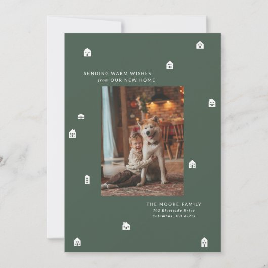 Neue Zuhause moderne zwei Foto grün Weihnachten (Vorderseite)