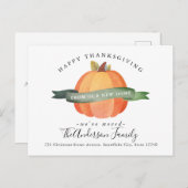 Neue Zuhause Moved Happy Thanksgiving Holiday Movi Ankündigungspostkarte (Vorne/Hinten)