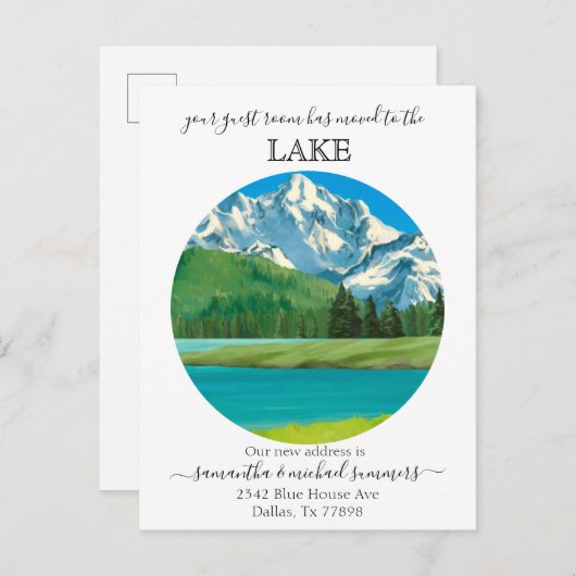 Neue Zuhause Moving Ankündigung Hütte Lodge (Vorne/Hinten)