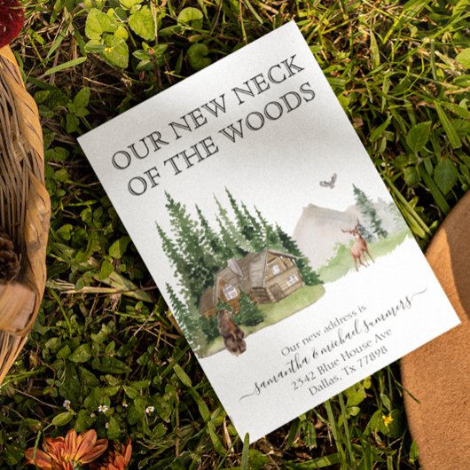 Neue Zuhause Moving Ankündigung Kabine Lodge