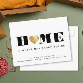 Neue Zuhause Newlyweds Einfache Moderne Minimalist Ankündigungspostkarte