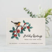 Neue Zuhause Niedlich Bird Holly Berries Weihnacht Ankündigung (Stehend Vorderseite)