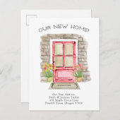 Neue Zuhause - Niedliche neue Adresswasserfarben-T Ankündigungspostkarte (Vorne/Hinten)