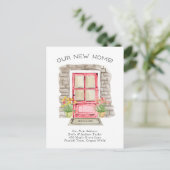 Neue Zuhause - Niedliche neue Adresswasserfarben-T Ankündigungspostkarte (Stehend Vorderseite)