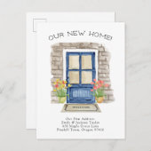 Neue Zuhause - Niedliche neue Adresswasserfarben-T Ankündigungspostkarte (Vorne/Hinten)