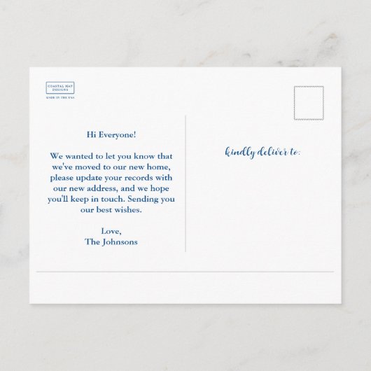 Neue Zuhause Ogunquit Maine Map Moving Ankündigungspostkarte (Rückseite)
