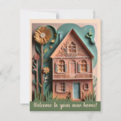 Neue Zuhause Papercut Style Flat Note Card Mitteilungskarte (Vorderseite)