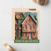 Neue Zuhause Papercut Style Flat Note Card Mitteilungskarte (Vorderseite/Rückseite Beispiel)