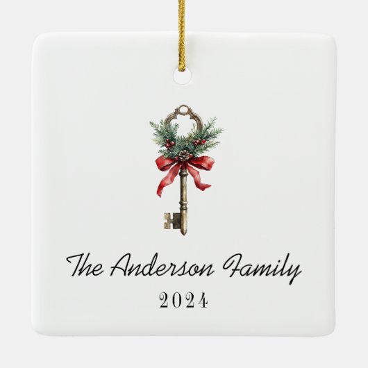 Neue Zuhause Personalisiert Erster Weihnachtsfeier Keramikornament (Rückseite)