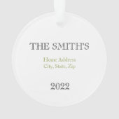 Neue Zuhause, Personalisierter Name, Anschrift, Zi Ornament (Rückseite)