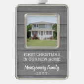 Neue Zuhause Picture Housewarming Imitate Grau Woo Rahmen-Ornament Silber (Vorderseite)