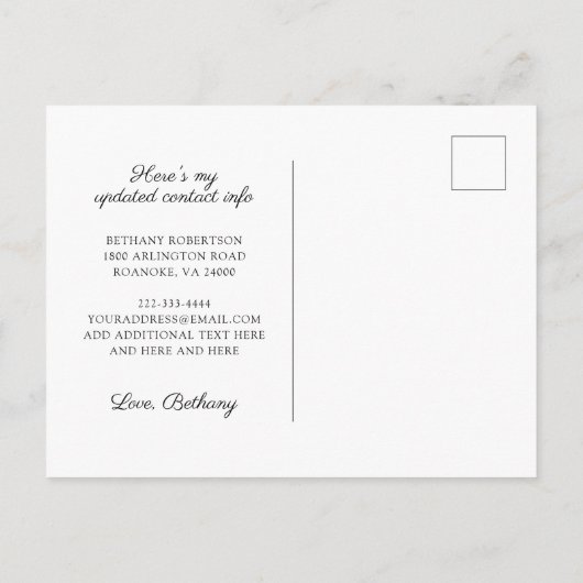 Neue Zuhause Pink Roses Eukalyptus Driving Palm Mo Ankündigungspostkarte (Rückseite)