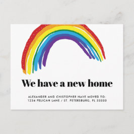 Neue Zuhause Rainbow Gay Couple Moving Ankündigungspostkarte