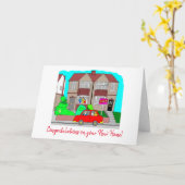 Neue Zuhause Red Car Glückwünsche Karte (Gelbe Blume)