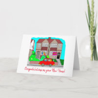 Neue Zuhause Red Car Glückwünsche
