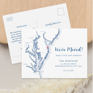 Neue Zuhause RehoBeide Beach DE Map Moving Ankündigungspostkarte