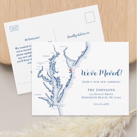 Neue Zuhause RehoBeide Beach DE Map Moving Ankündigungspostkarte
